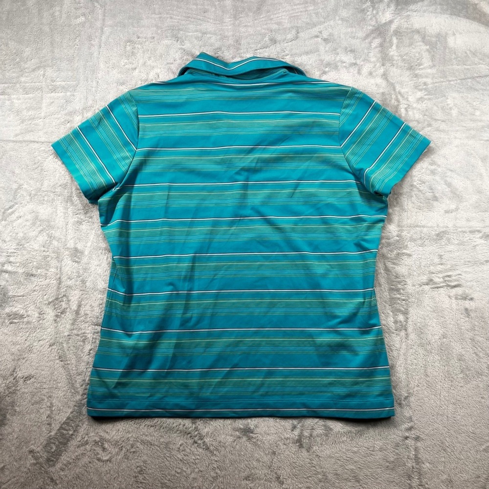 Nike Golf Pebble Beach Dri-FIT Polo Shirt Womens XL Teal Striped 358933-497 - Picture 2 of 10